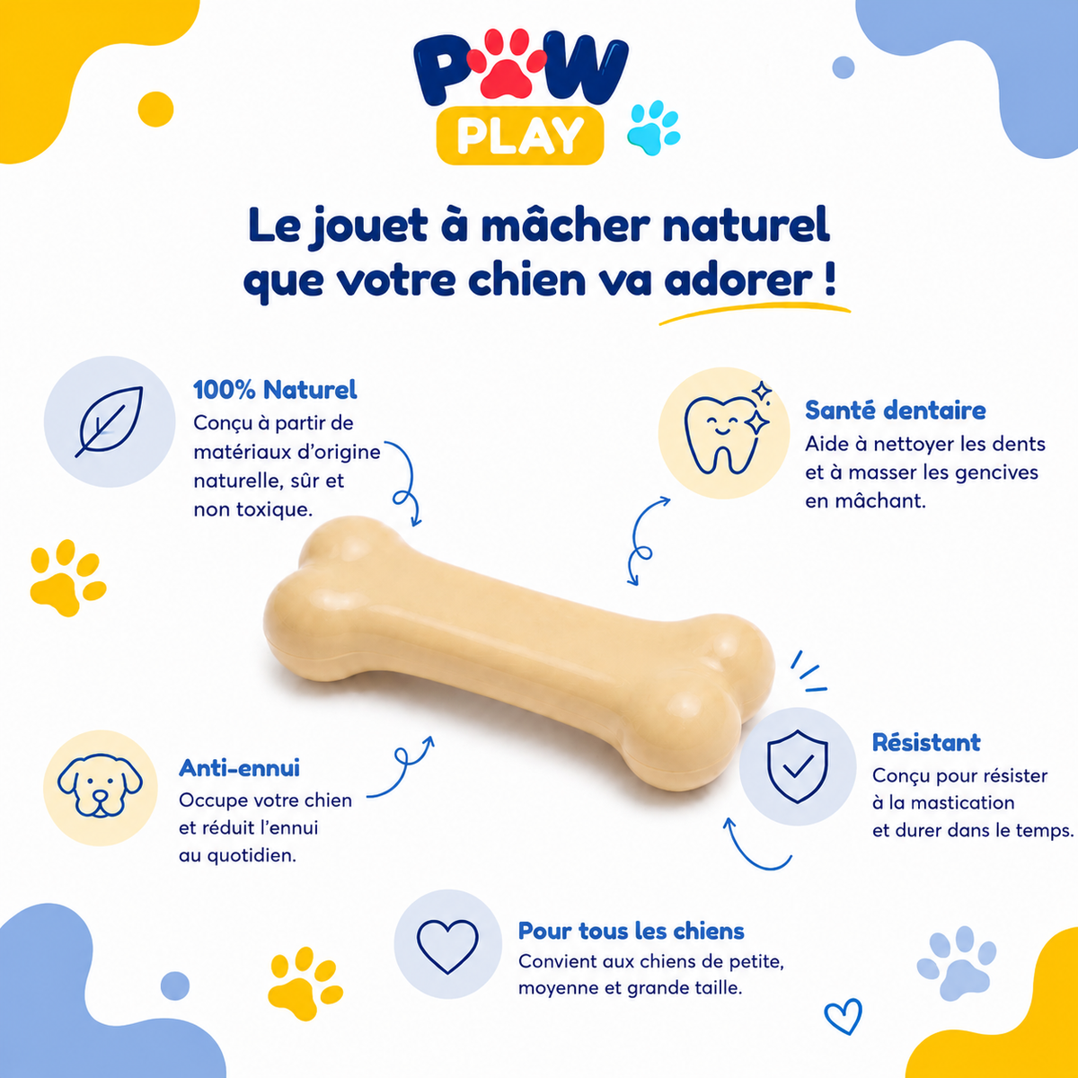 Jouet à Mâcher pour Chien – Os Résistant & Hygiène Dentaire | Paw Play